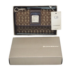 Giani Bernini Block Signature Womens Small Wallet Brown 4.5"
